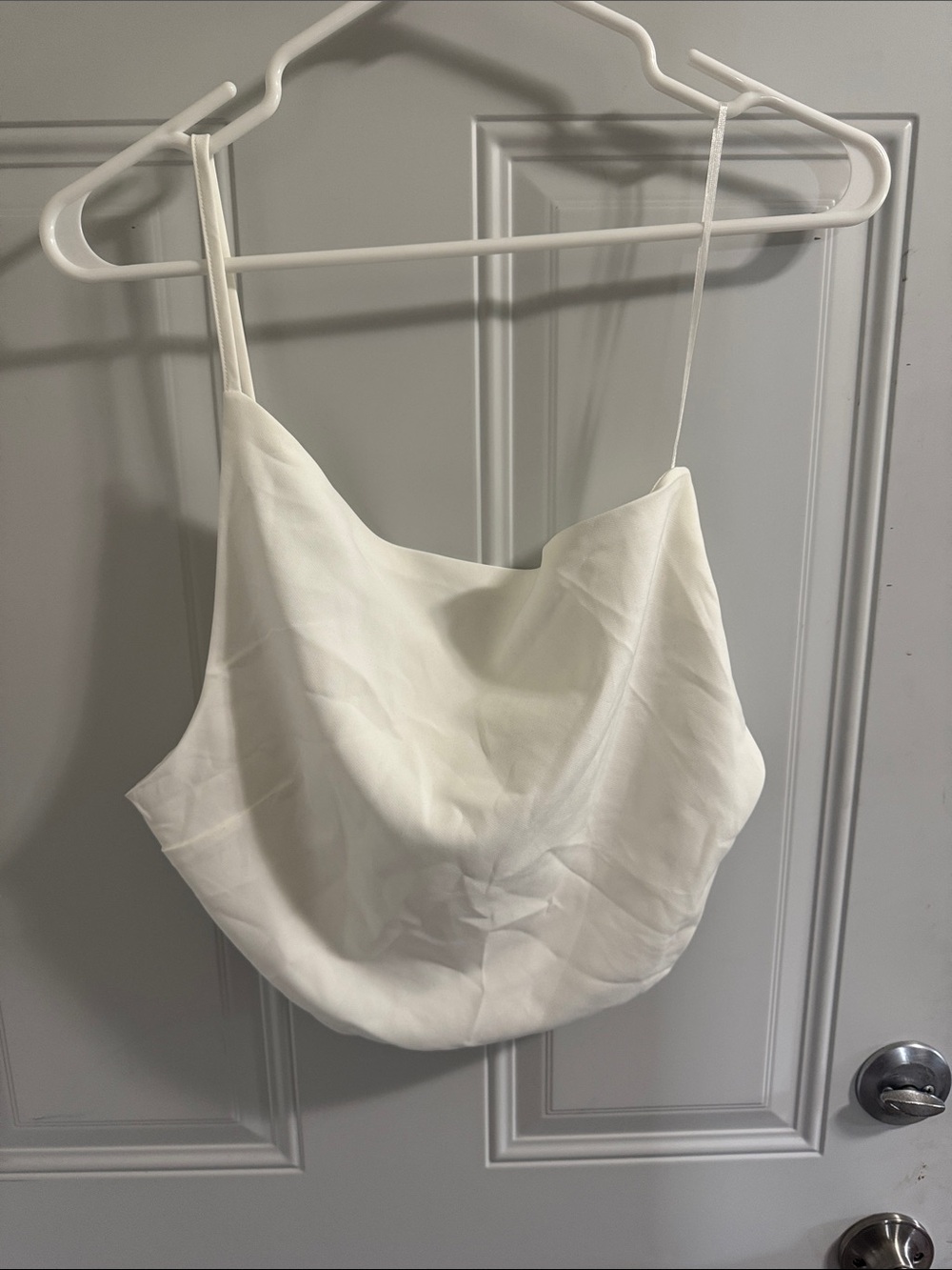 White Satin Cowl Neck Camisole Top